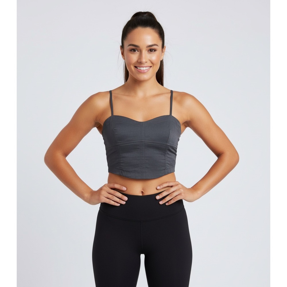 Vintage Bebe Sport Goth‎ Whimsigoth XS Gray Bralette Sheen Crop Top